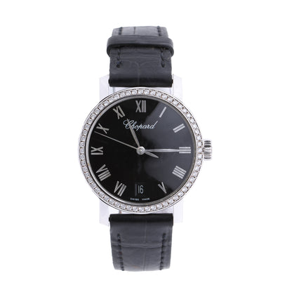 Chopard Classique 134200-1001 33mm Black Dial with Diamonds and White Gold x Leather Watch