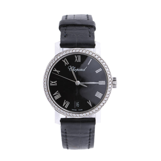 Chopard Classique 134200-1001 33mm Black Dial with Diamonds and White Gold x Leather Watch