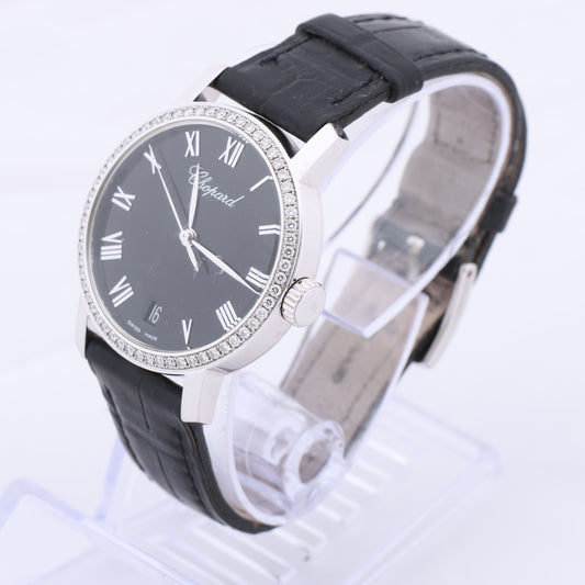 Chopard Classique 134200-1001 33mm Black Dial with Diamonds and White Gold x Leather Watch