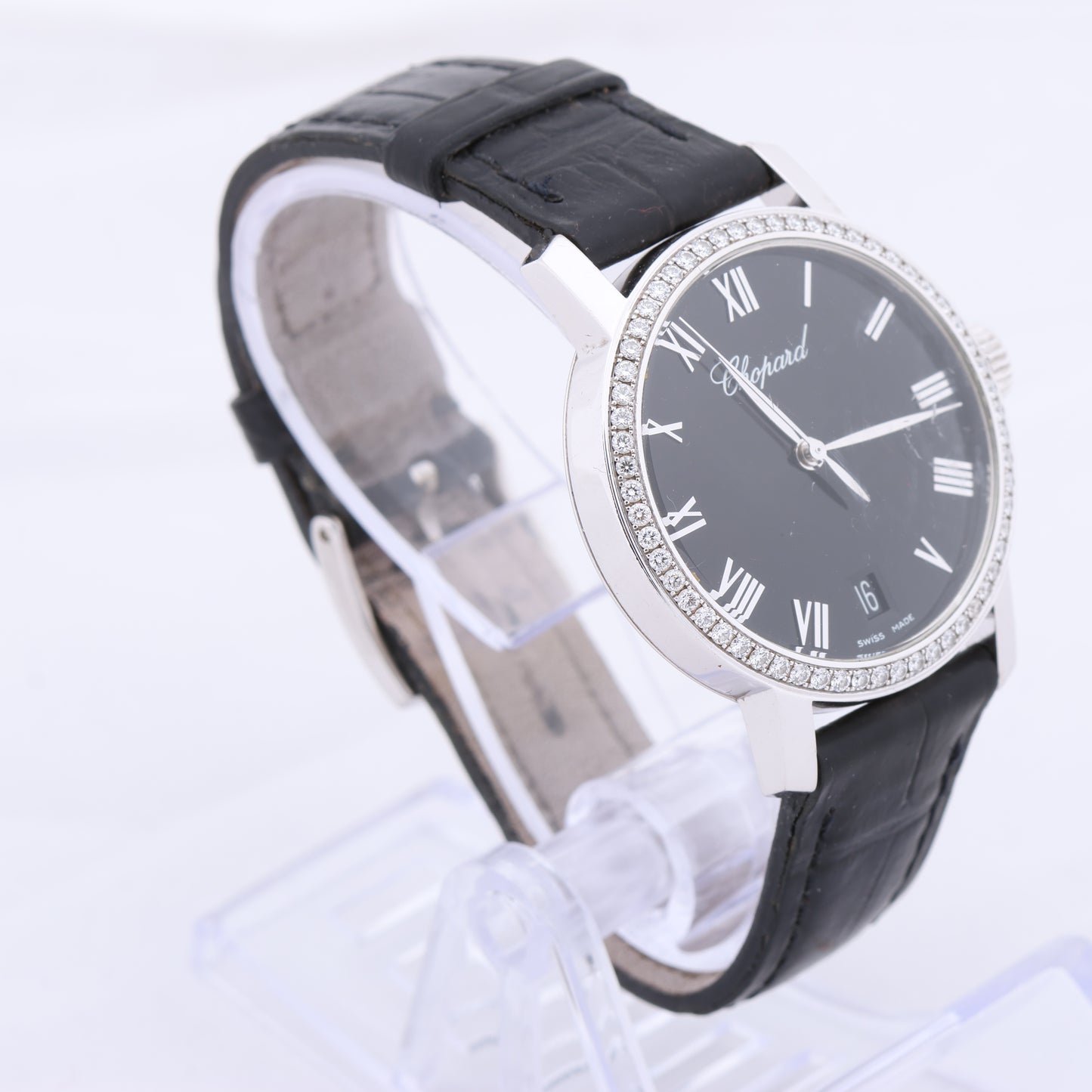 Chopard Classique 134200-1001 33mm Black Dial with Diamonds and White Gold x Leather Watch