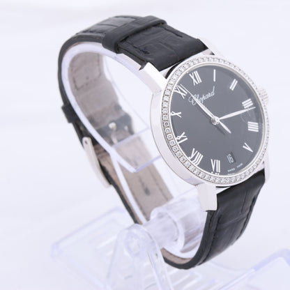 Chopard Classique 134200-1001 33mm Black Dial with Diamonds and White Gold x Leather Watch