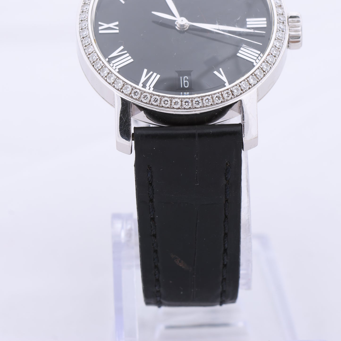 Chopard Classique 134200-1001 33mm Black Dial with Diamonds and White Gold x Leather Watch