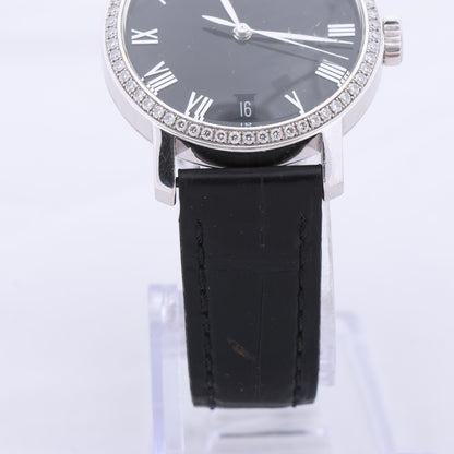 Chopard Classique 134200-1001 33mm Black Dial with Diamonds and White Gold x Leather Watch