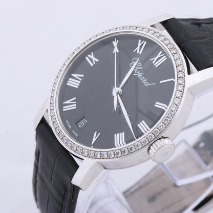 Chopard Classique 134200-1001 33mm Black Dial with Diamonds and White Gold x Leather Watch