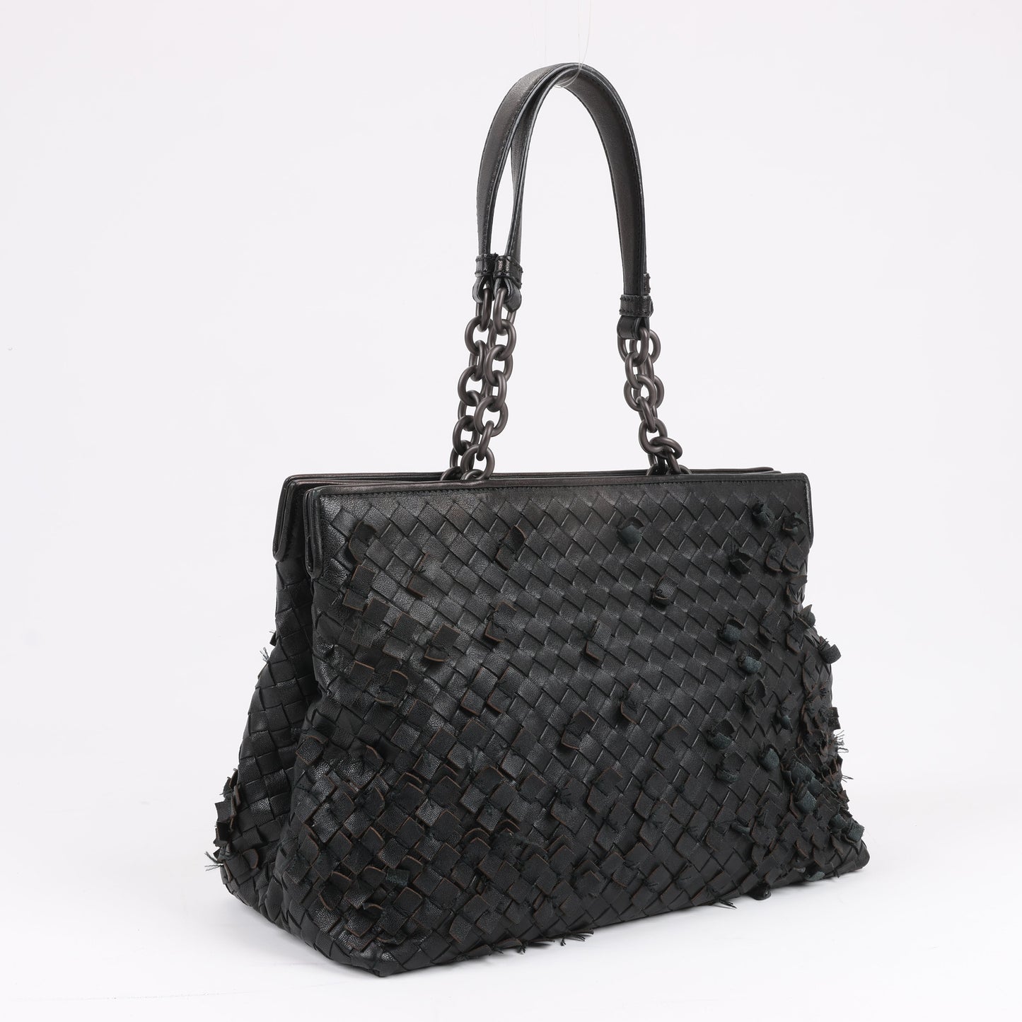 Umhängetasche aus Intrecciato-Leder von Bottega Veneta in Schwarz