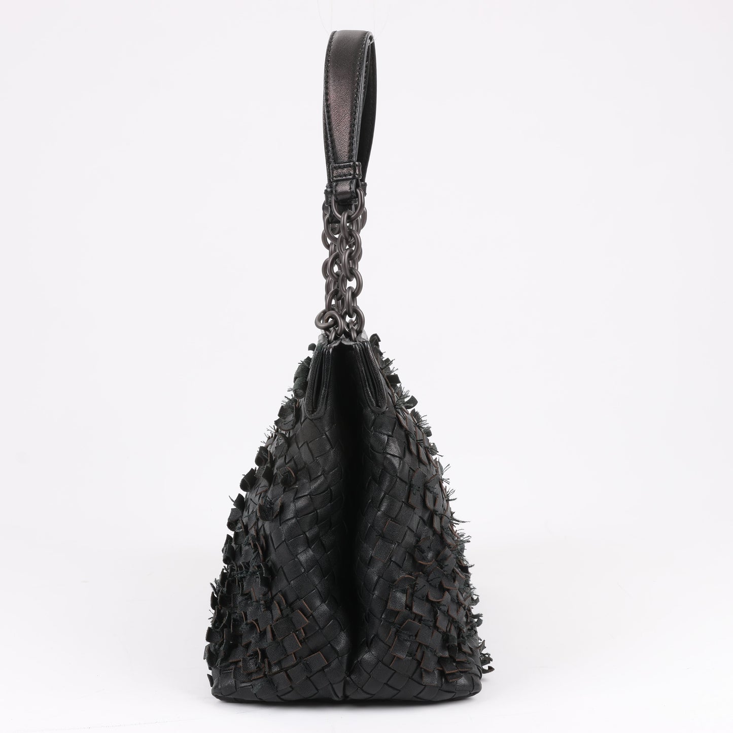 Umhängetasche aus Intrecciato-Leder von Bottega Veneta in Schwarz