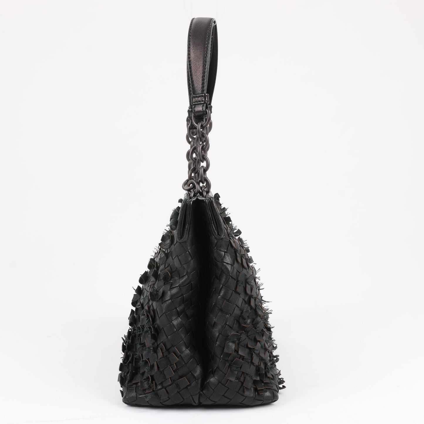 Umhängetasche aus Intrecciato-Leder von Bottega Veneta in Schwarz