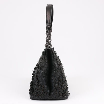 Umhängetasche aus Intrecciato-Leder von Bottega Veneta in Schwarz