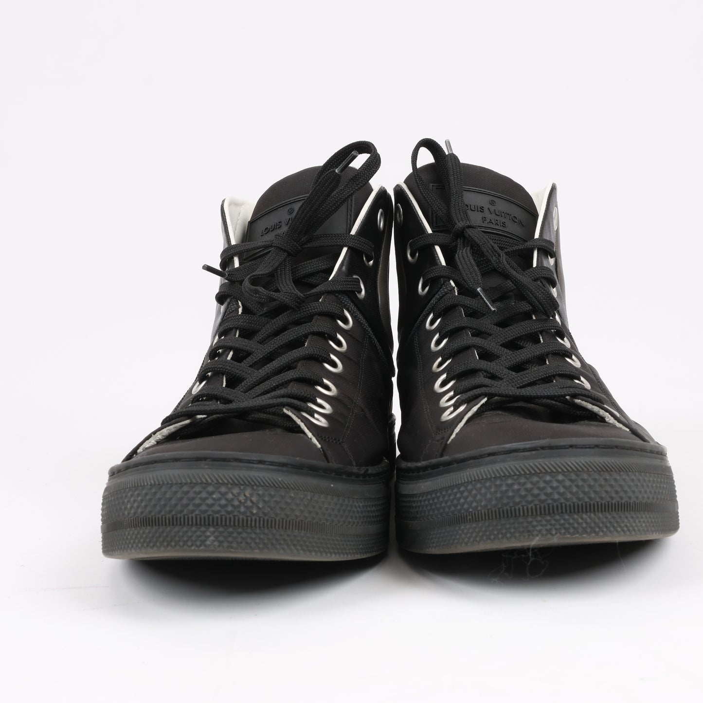 Baskets Louis Vuitton Damier Nylon en cuir de veau Sprinter noires, pointure 42,5
