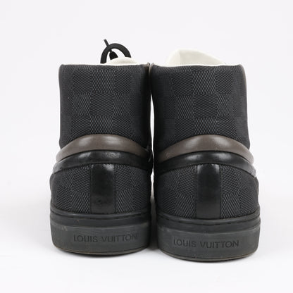 Baskets Louis Vuitton Damier Nylon en cuir de veau Sprinter noires, pointure 42,5