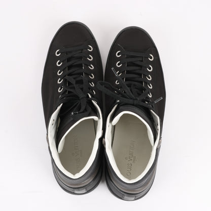 Baskets Louis Vuitton Damier Nylon en cuir de veau Sprinter noires, pointure 42,5