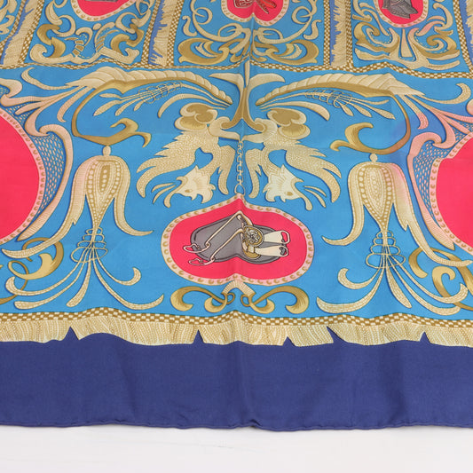 Hermès Carré 90 "LA PRESENTATION" 100% Silk Scarf in Navy Blue