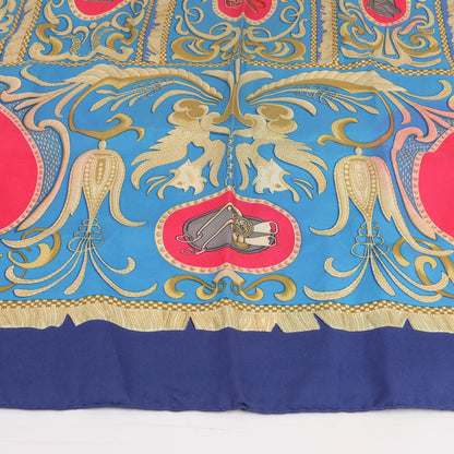 Hermès Carré 90 "LA PRESENTATION" 100% Silk Scarf in Navy Blue