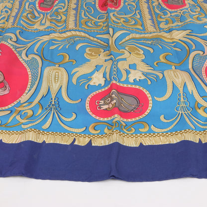 Hermès Carré 90 "LA PRESENTATION" 100% Silk Scarf in Navy Blue