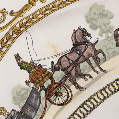 Hermès Carré 90 "LA PROMENADE DE LONGCHAMPS" 100% Silk Scarf in Ecru
