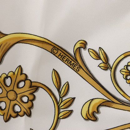 Hermès Carré 90 "LA PROMENADE DE LONGCHAMPS" 100% Silk Scarf in Ecru