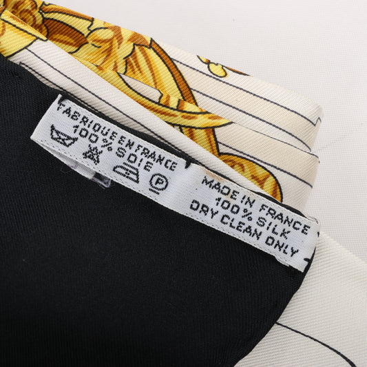 Hermès Carré 90 "SANSSOUCY " 100% Silk Scarf in Black