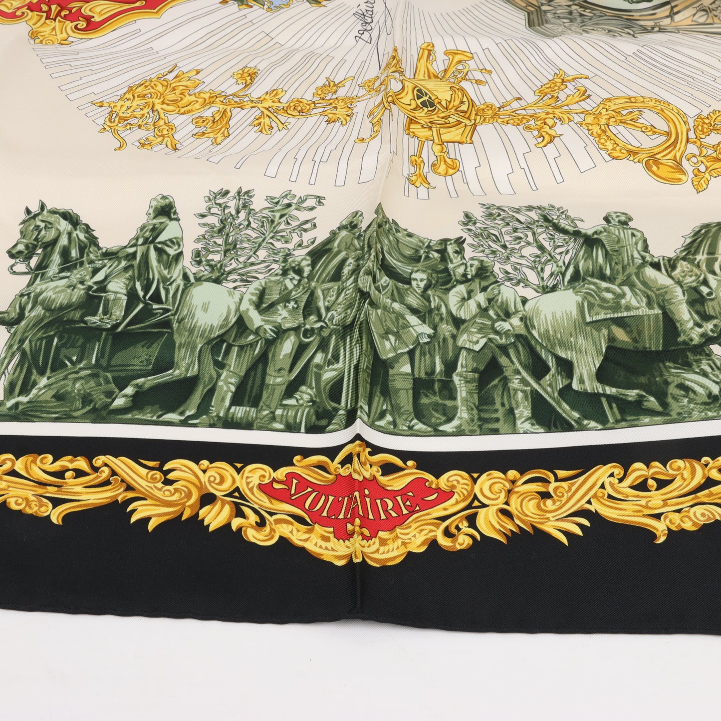 Hermès Carré 90 "SANSSOUCY " 100% Silk Scarf in Black