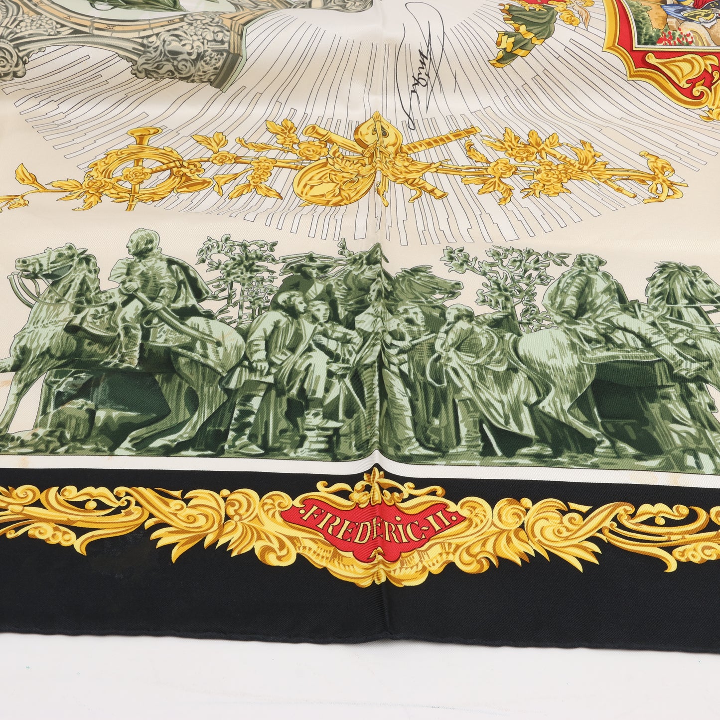 Hermès Carré 90 "SANSSOUCY " 100% Silk Scarf in Black
