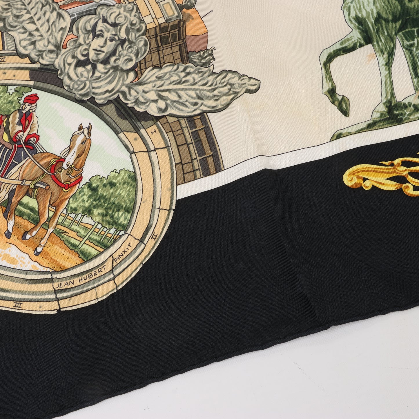 Hermès Carré 90 "SANSSOUCY " 100% Silk Scarf in Black