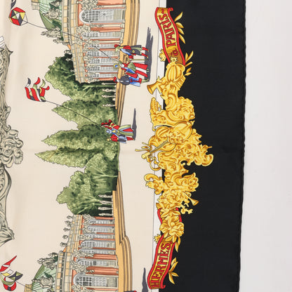 Hermès Carré 90 "SANSSOUCY " 100% Silk Scarf in Black