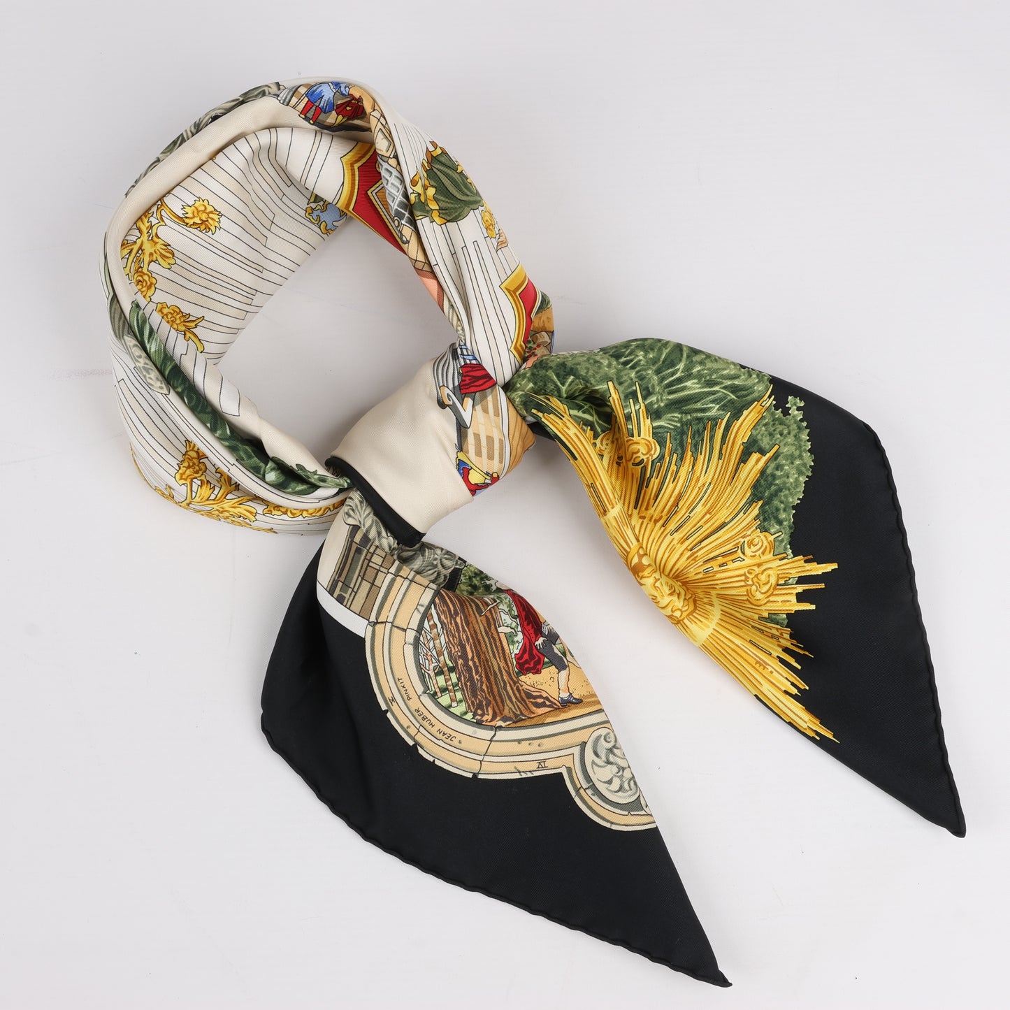 Hermès Carré 90 "SANSSOUCY " 100% Silk Scarf in Black
