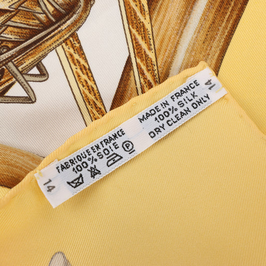 Hermès Carré 90 "Jardin Creole" 100% Silk Scarf in Yellow
