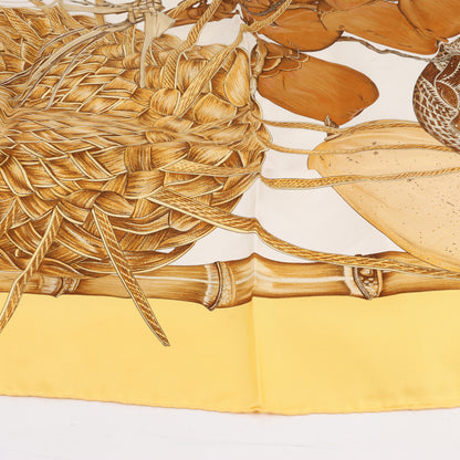 Hermès Carré 90 "Jardin Creole" 100% Silk Scarf in Yellow