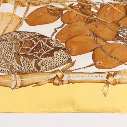Hermès Carré 90 "Jardin Creole" 100% Silk Scarf in Yellow