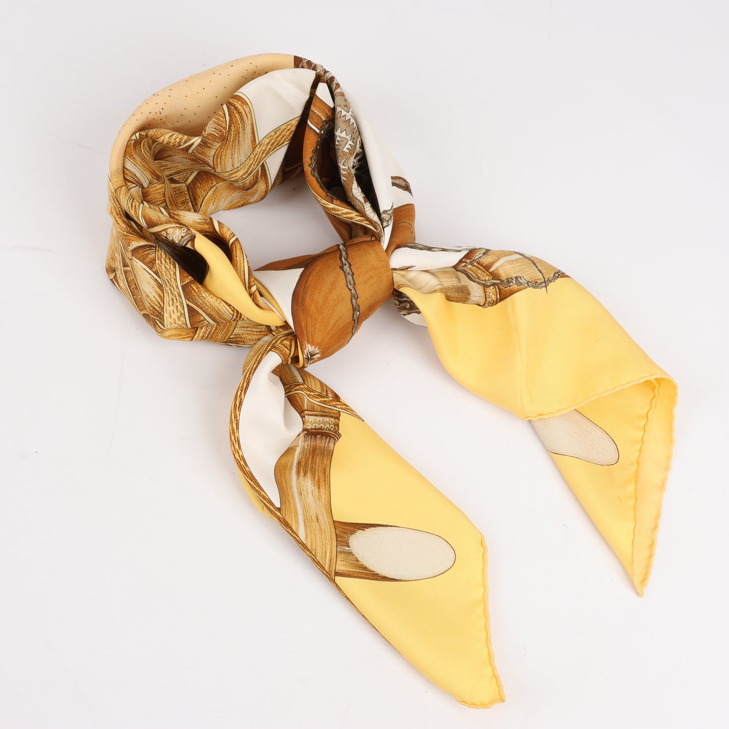 Hermès Carré 90 "Jardin Creole" 100% Silk Scarf in Yellow