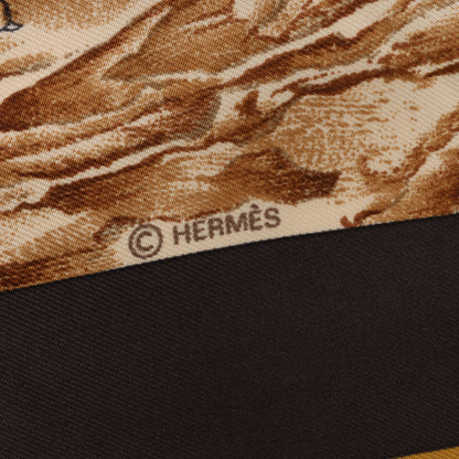 Hermès Carré 90 "CASSE NOISETTE" 100% Silk Scarf in Brown
