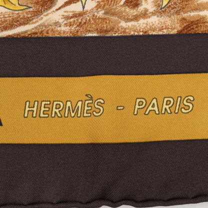 Hermès Carré 90 "CASSE NOISETTE" 100% Silk Scarf in Brown