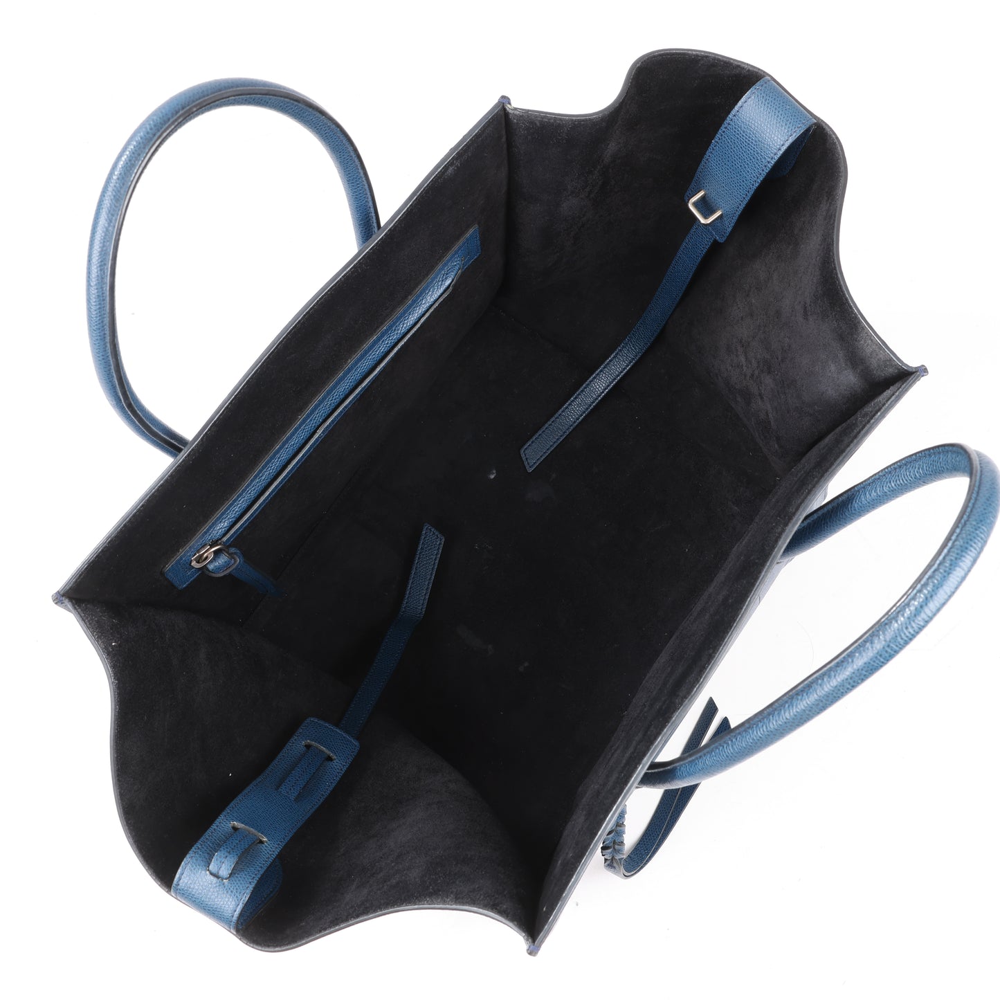 CELINE Luggage Phantom Mittelgroße Handtasche aus genarbtem Leder in Marineblau