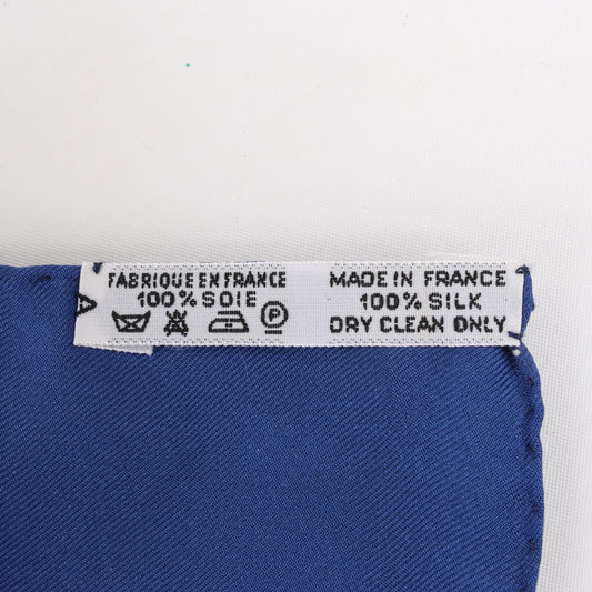 Hermès Carré 90 "LA PROMENADE DE LONGCHAMPS" 100% Silk Scarf in Navy Blue