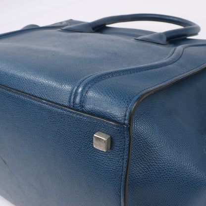 CELINE Luggage Phantom Mittelgroße Handtasche aus genarbtem Leder in Marineblau