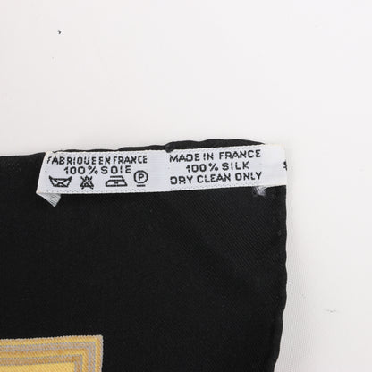 Hermès Carré 90 "LES TUILERIES" 100% Silk Scarf in Black x Gold