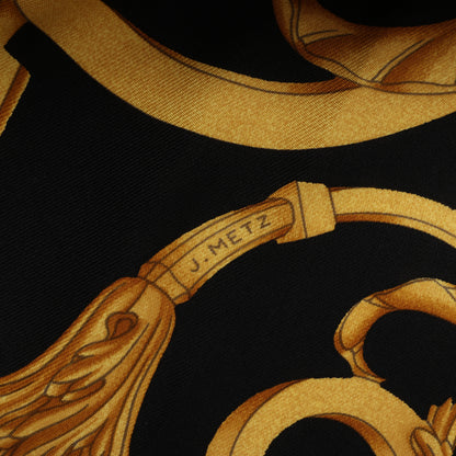 Hermès Carré 90 "LES TUILERIES" 100% Silk Scarf in Black x Gold