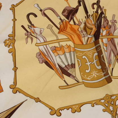 Hermès Carré 90 "OMBRELLES ET PARAPLUIES" 100% Silk Scarf in Yellow