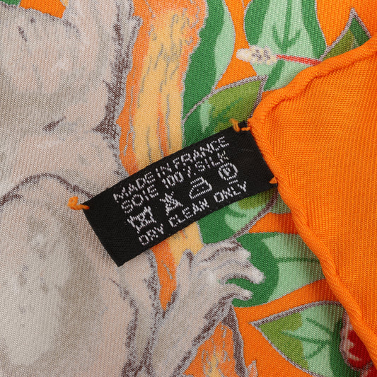 Hermès Carré 90 "JUNGLE LOVE" 100% Silk Scarf in Orange