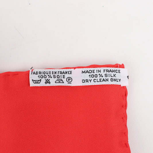 Hermès Carré 90 "VIVE LE VENT" 100% Silk Scarf in Red