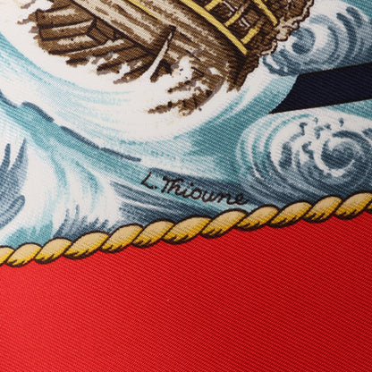 Hermès Carré 90 "VIVE LE VENT" 100% Silk Scarf in Red