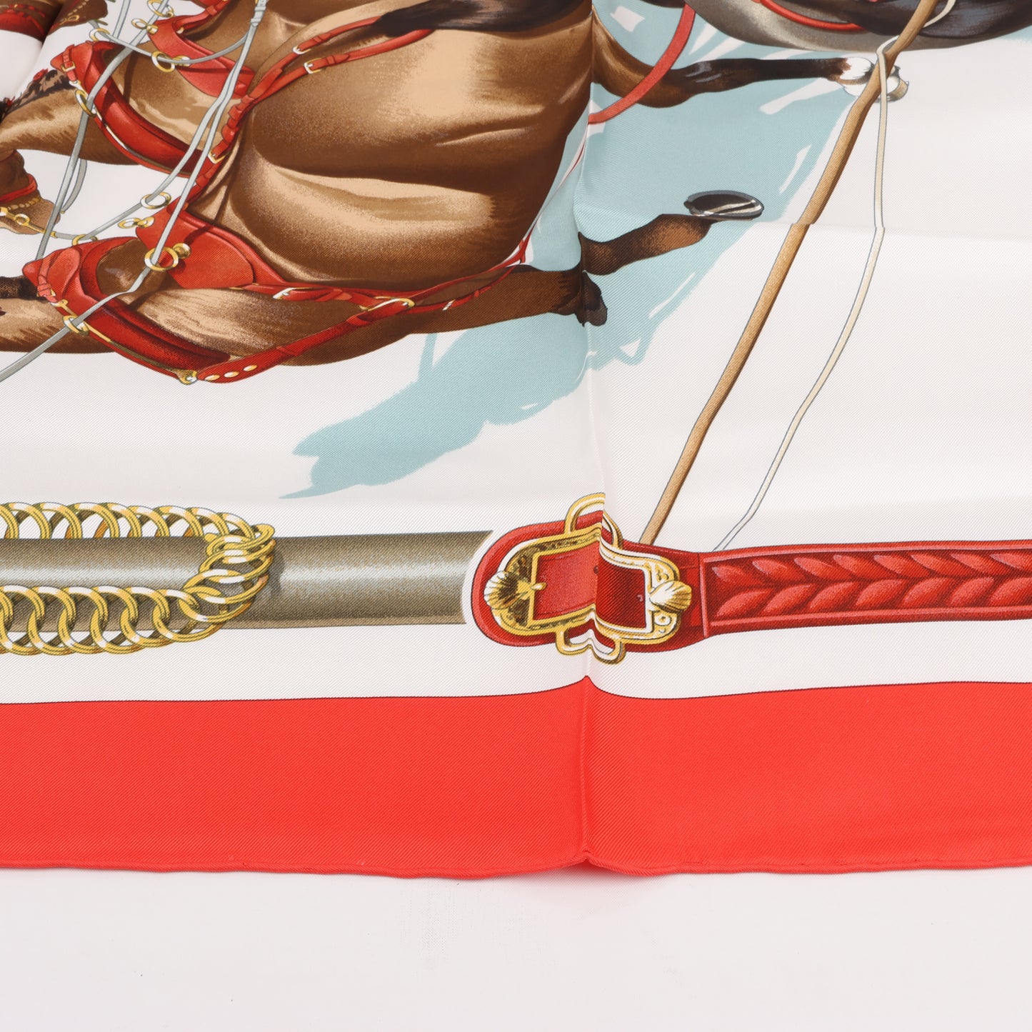 Hermès Carré 90 "ATTELAGE EN ARBALETE" 100% Silk Scarf in Red