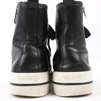 Hermès – High-Top-Sneakers aus Leder mit seitlichem Reißverschluss in Schwarz, Größe 42 EU 182355ZH