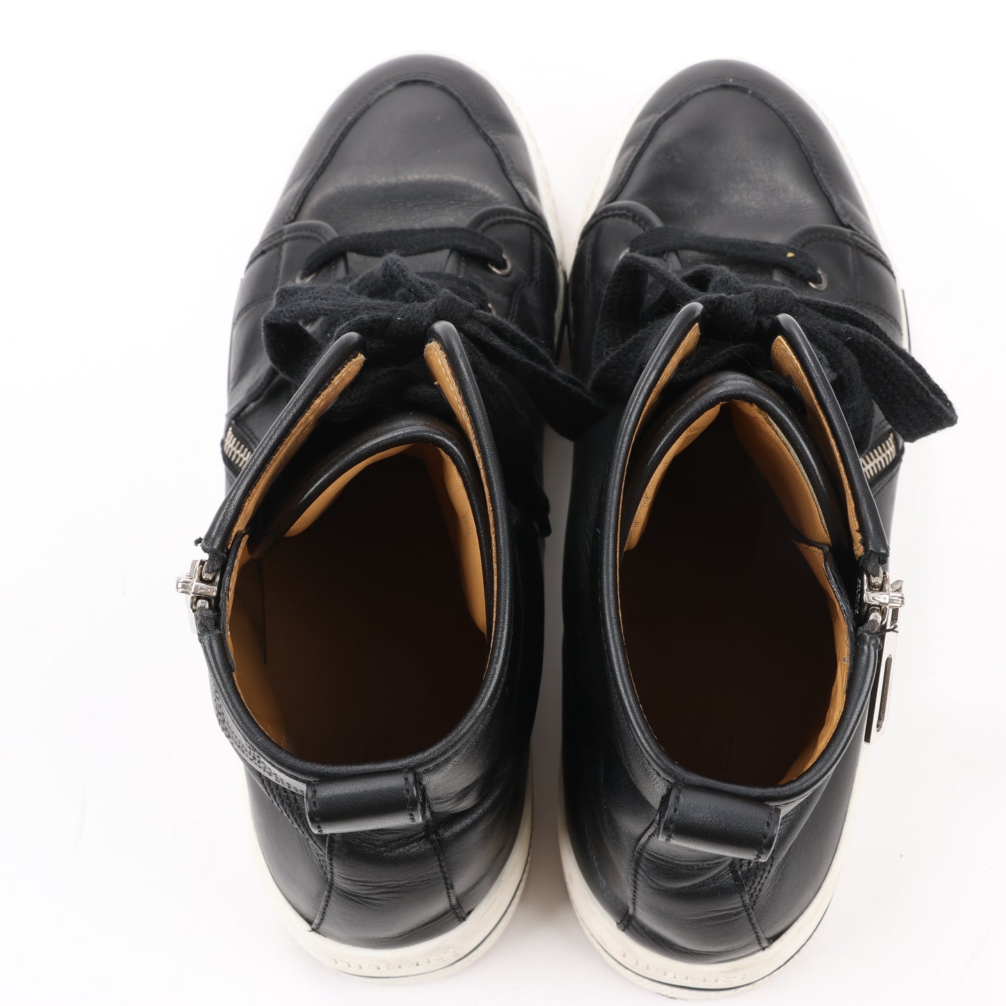 Hermès – High-Top-Sneakers aus Leder mit seitlichem Reißverschluss in Schwarz, Größe 42 EU 182355ZH