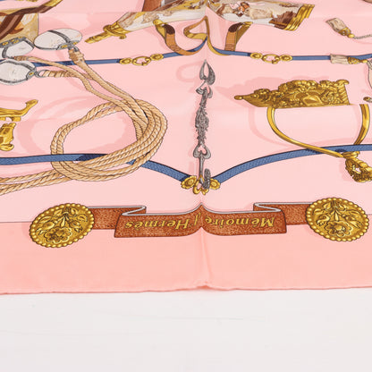 Hermès Carré 90 "Memoire d'Hermes" 100% Silk Scarf in Pink