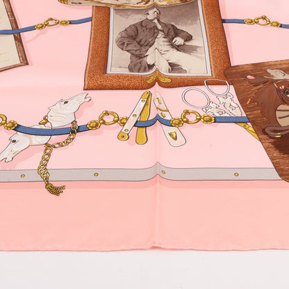 Hermès Carré 90 "Memoire d'Hermes" 100% Silk Scarf in Pink