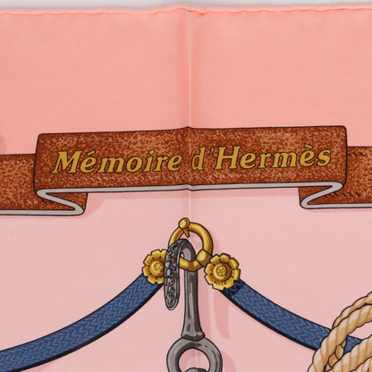 Hermès Carré 90 "Memoire d'Hermes" 100% Silk Scarf in Pink