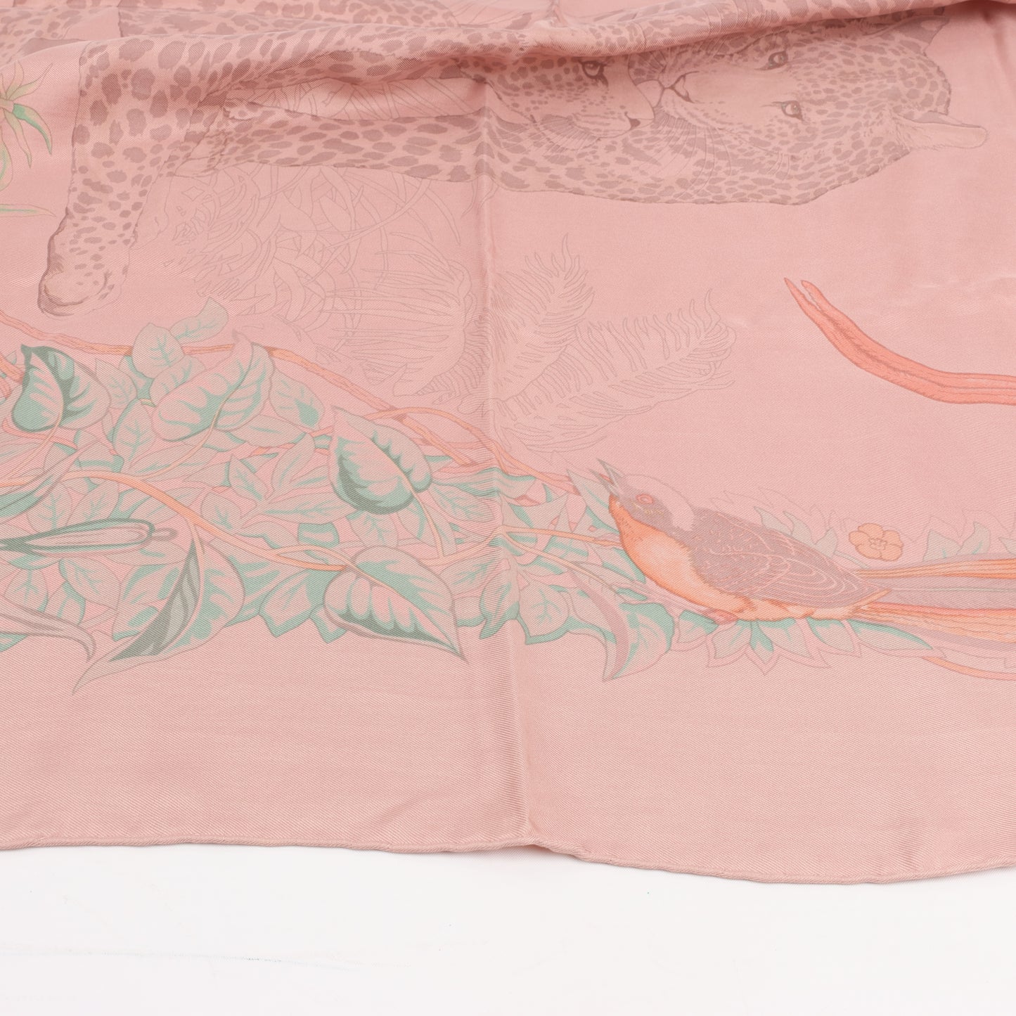 Hermès Carré 90 "JUNGLE LOVE" 100% Silk Scarf in Pink