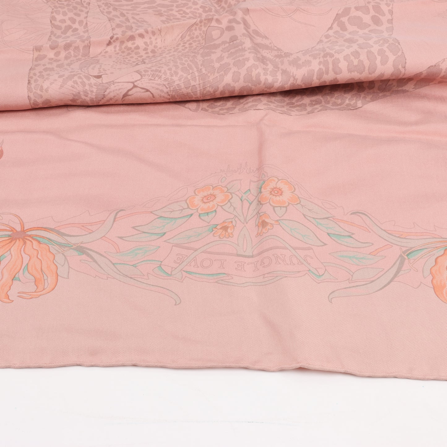 Hermès Carré 90 "JUNGLE LOVE" 100% Silk Scarf in Pink