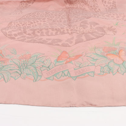 Hermès Carré 90 "JUNGLE LOVE" 100% Silk Scarf in Pink